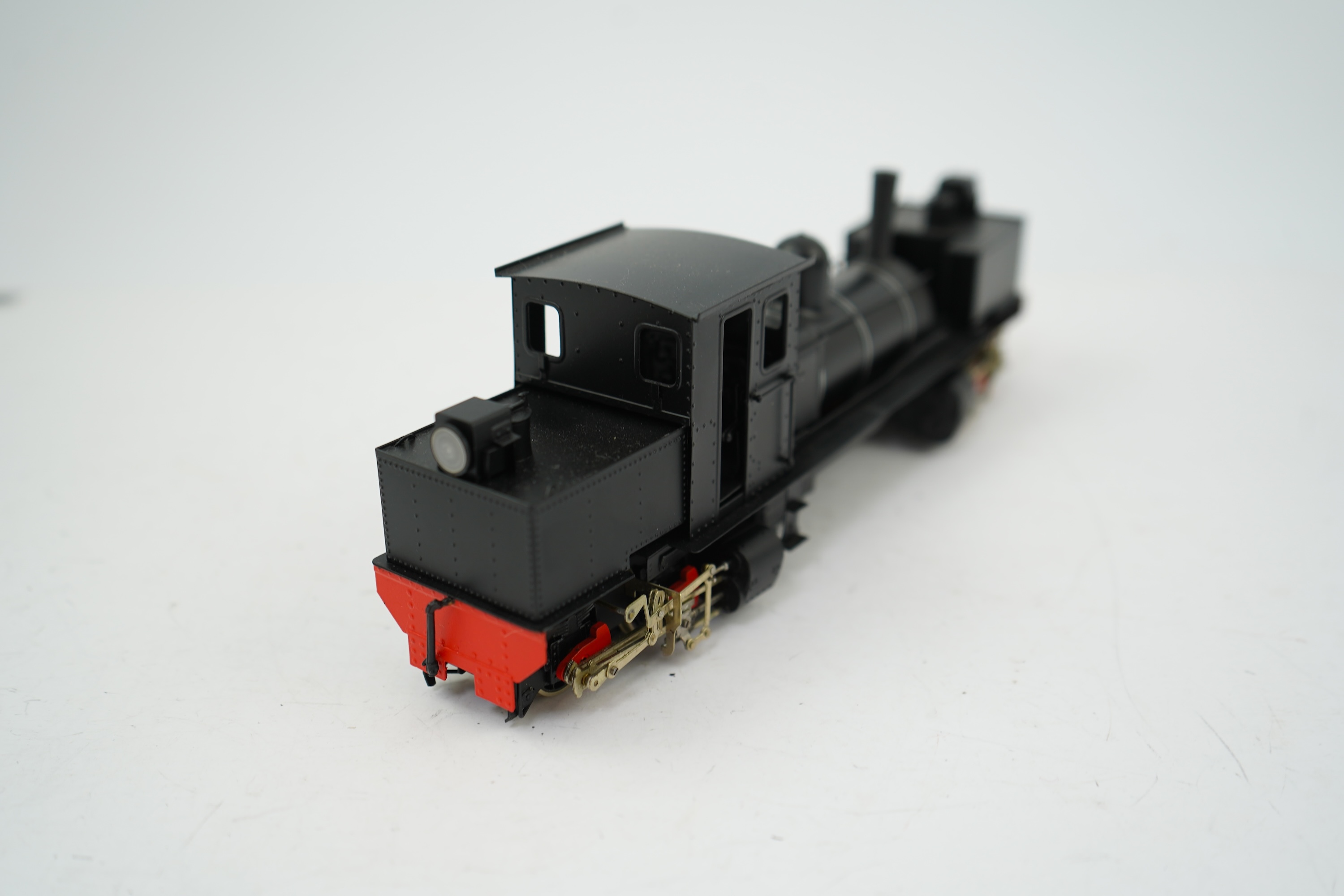 An On30 gauge (1:48 scale) 0-4-0+0-4-0 Garratt locomotive, a finely detailed model, of painted brass, etc. construction, running on 00 gauge track and powered for two rail operation